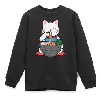 Winkende Katze Ramen Japan Nudelsuppe - Kinder Premium Organic Sweatshirt - Schwarz - Vorne - AI Model Kid Female (0cm)