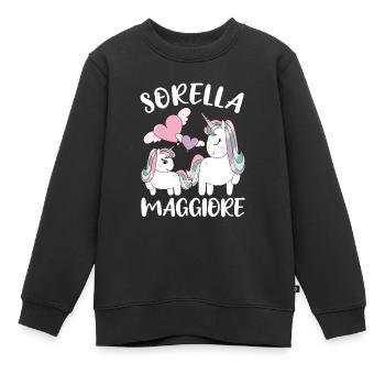 Sorella Maggiore Unicorno Annuncio Gravidanza - Kinder Premium Organic Sweatshirt - Schwarz - Vorne - AI Model Kid Female (0cm)