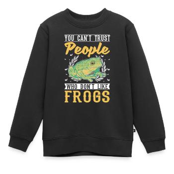 Frosch Geschenk Laubfrosch - Kinder Premium Organic Sweatshirt - Schwarz - Vorne - AI Model Kid Female (0cm)