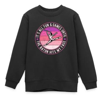 Bâton tournoyant tige tournante - Sweat Premium enfant bio - noir - Devant - AI Model Kid Female (0cm)