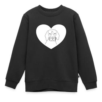 Cœur de tête de chien - Sweat Premium enfant bio - noir - Devant - AI Model Kid Female (0cm)