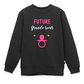future grande sœur cadeau annonce grossesse - Sweat Premium enfant bio - noir - Devant - AI Model Kid Female (0cm)