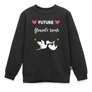 cadeau annonce grossesse future grande sœur - Sweat Premium enfant bio - noir - Devant - AI Model Kid Female (0cm)