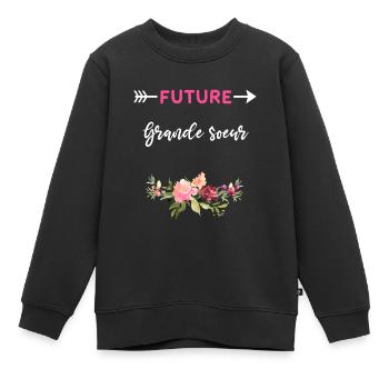 annonce grossesse cadeau future grande sœur - Sweat Premium enfant bio - noir - Devant - AI Model Kid Female (0cm)