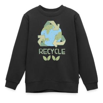 Recyclage Recyclage Conception peinte à la main Protection de l’environnement - Sweat Premium enfant bio - noir - Devant - AI Model Kid Female (0cm)