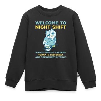Drôle de dicton de nuit - Sweat Premium enfant bio - noir - Devant - AI Model Kid Female (0cm)