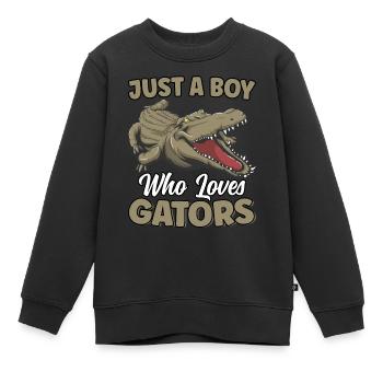 Nur ein Junge, der Alligatoren liebt Reptilien-Alligator - Kinder Premium Organic Sweatshirt - Schwarz - Vorne - AI Model Kid Female (0cm)