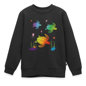 BUNTE MEERESSCHILDKRÖTEN - Kinder Premium Organic Sweatshirt - Schwarz - Vorne - AI Model Kid Female (0cm)