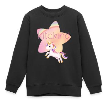 Kitakind Einhorn - Kinder Premium Organic Sweatshirt - Schwarz - Vorne - AI Model Kid Female (0cm)