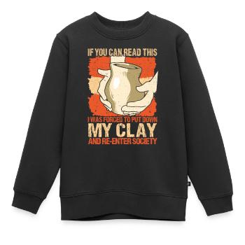Four en céramique Cermaicist Pot de four en argile céramique - Sweat Premium enfant bio - noir - Devant - AI Model Kid Female (0cm)