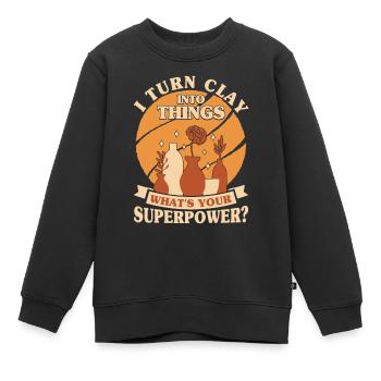 Four en céramique Cermaicist Pot de four en argile céramique - Sweat Premium enfant bio - noir - Devant - AI Model Kid Female (0cm)