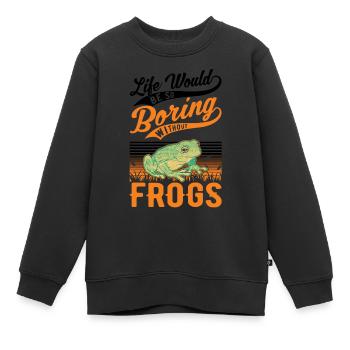 Frosch Geschenk Laubfrosch - Kinder Premium Organic Sweatshirt - Schwarz - Vorne - AI Model Kid Female (0cm)