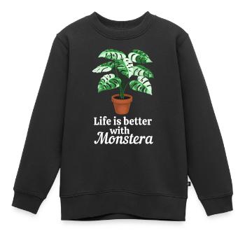 Life is better with Monstera - Kinder Premium Organic Sweatshirt - Schwarz - Vorne - AI Model Kid Female (0cm)