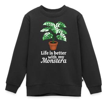 Life is better with my Monstera - Kinder Premium Organic Sweatshirt - Schwarz - Vorne - AI Model Kid Female (0cm)