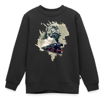 Ancienne locomotive à vapeur - Sweat Premium enfant bio - noir - Devant - AI Model Kid Female (0cm)