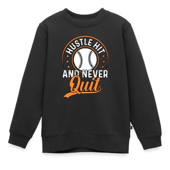 Hustle Hit et n’abandonnez jamais le baseball - Sweat Premium enfant bio - noir - Devant - AI Model Kid Female (0cm)