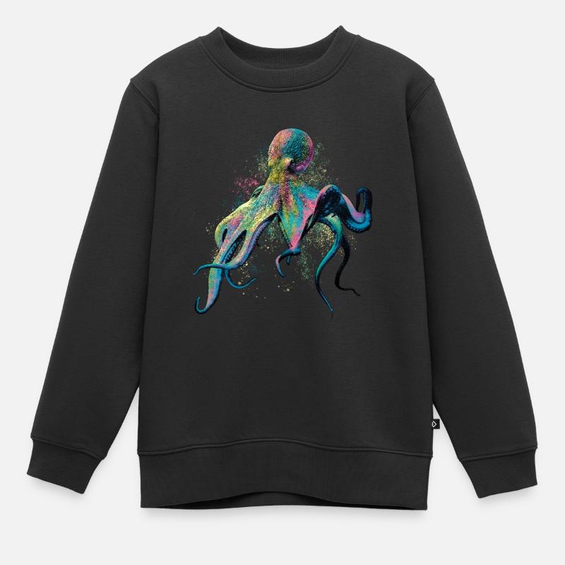 Bunter Oktopus - Kinder Premium Organic Sweatshirt - Schwarz