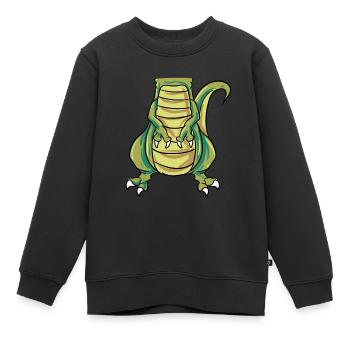 T Rex Costume - Sweat Premium enfant bio - noir - Devant - AI Model Kid Female (0cm)