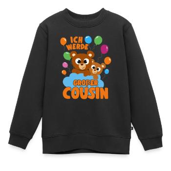 Grosser Cousin Teddybär Ich Werde Großer Cousin - Kinder Premium Organic Sweatshirt - Schwarz - Vorne - AI Model Kid Female (0cm)
