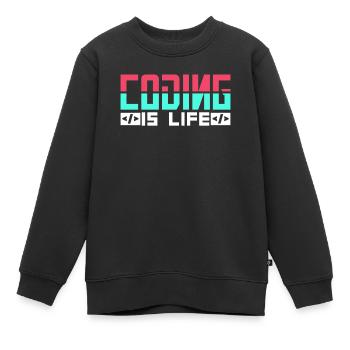 Coding Ist Leben Programmierer Coder Code - Kinder Premium Organic Sweatshirt - Schwarz - Vorne - AI Model Kid Female (0cm)