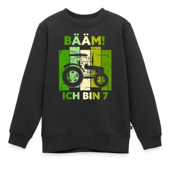 7. Geburtstag 7 Jahre Geschenk Sieben Traktor - Kinder Premium Organic Sweatshirt - Schwarz - Vorne - AI Model Kid Female (0cm)