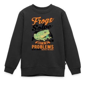 Grenouille cadeau Rainette - Sweat Premium enfant bio - noir - Devant - AI Model Kid Female (0cm)