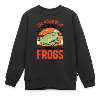 Frosch Geschenk Laubfrosch - Kinder Premium Organic Sweatshirt - Schwarz - Vorne - AI Model Kid Female (0cm)