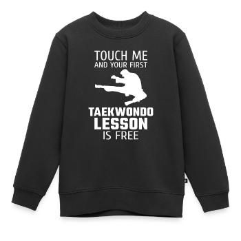 Touchez-moi et votre première leçon de Taekwondo est Freese - Sweat Premium enfant bio - noir - Devant - AI Model Kid Female (0cm)