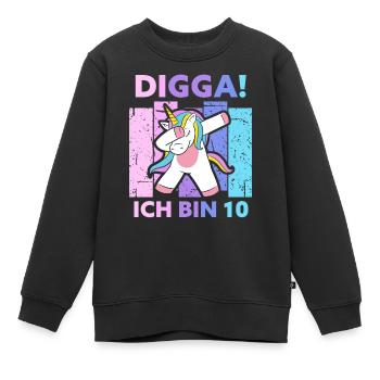 10. Geburtstag Geschenk 10 Jahre Einhorn Zehn - Kinder Premium Organic Sweatshirt - Schwarz - Vorne - AI Model Kid Female (0cm)