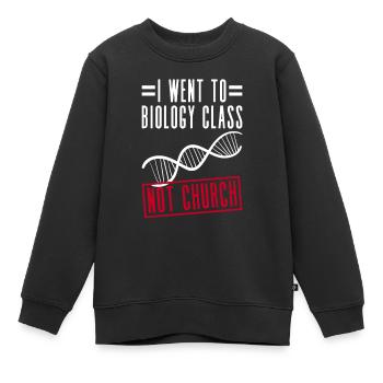 Ich war im Biologieunterricht, nicht in der Kirche - Kinder Premium Organic Sweatshirt - Schwarz - Vorne - AI Model Kid Female (0cm)