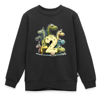 Chemise d’anniversaire dinosaure 2 ans Jeunes enfants - Sweat Premium enfant bio - noir - Devant - AI Model Kid Female (0cm)