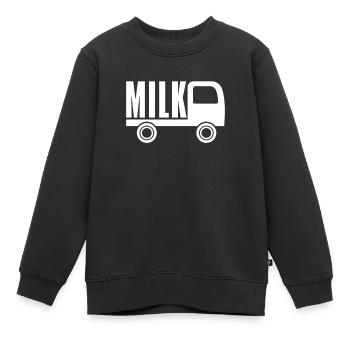 Wagon de lait de vache Lait froid - Sweat Premium enfant bio - noir - Devant - AI Model Kid Female (0cm)