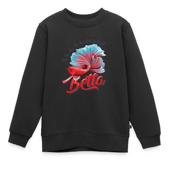 Détention de poisson betta - Sweat Premium enfant bio - noir - Devant - AI Model Kid Female (0cm)