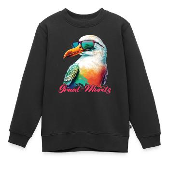 Graal Müritz vacances mouette fraîche avec lunettes de soleil - Sweat Premium enfant bio - noir - Devant - AI Model Kid Female (0cm)