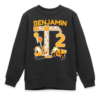 2. Geburtstag Vorname Benjamin Bagger Deko - Kinder Premium Organic Sweatshirt - Schwarz - Vorne - AI Model Kid Female (0cm)