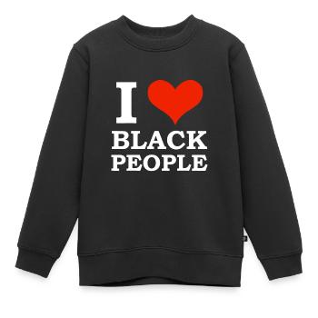 J’aime les noirs Noir est beau Black Pride - Sweat Premium enfant bio - noir - Devant - AI Model Kid Female (0cm)