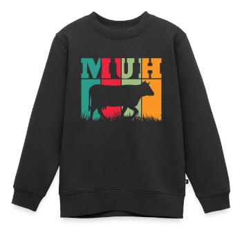 Muh Kuh - Kinder Premium Organic Sweatshirt - Schwarz - Vorne - AI Model Kid Female (0cm)