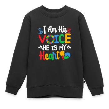 Autismus Vaterschaft Ich bin seine Stimme Er ist mein Herz - Kinder Premium Organic Sweatshirt - Schwarz - Vorne - AI Model Kid Female (0cm)
