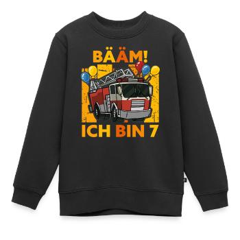 7. Geburtstag 7 Jahre Geschenk Feuerwehr Auto Jahr - Kinder Premium Organic Sweatshirt - Schwarz - Vorne - AI Model Kid Female (0cm)