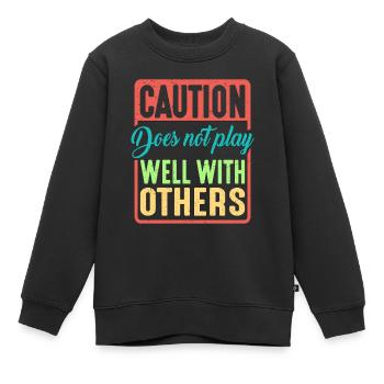 La prudence ne joue pas bien avec les autres 39 - Sweat Premium enfant bio - noir - Devant - AI Model Kid Female (0cm)