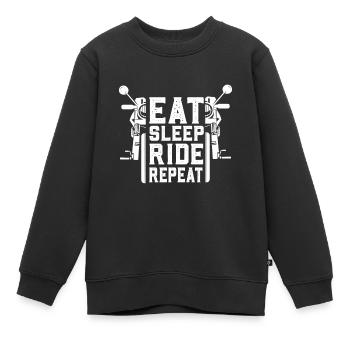 motard motard moto moto moto - Sweat Premium enfant bio - noir - Devant - AI Model Kid Female (0cm)