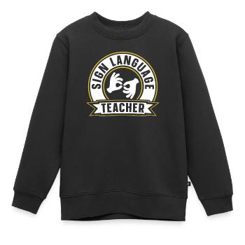 Gebärdensprache Lehrer Awareness Gebärden Gestik - Kinder Premium Organic Sweatshirt - Schwarz - Vorne - AI Model Kid Female (0cm)