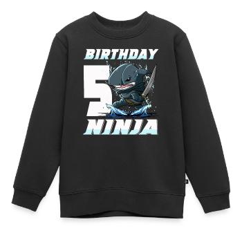 Shark Ninja I’m 5 - Action Anniversaire sous-marin - Sweat Premium enfant bio - noir - Devant - AI Model Kid Female (0cm)