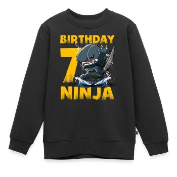 Shark Ninja I am 7 - Action Underwater Birthday - Kids Premium Organic Sweatshirt - black - Front - AI Model Kid Female (0cm)