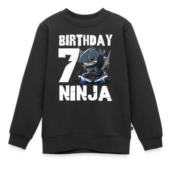 Shark Ninja I am 7 - Action Underwater Birthday - Kids Premium Organic Sweatshirt - black - Front - AI Model Kid Female (0cm)