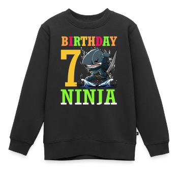 Shark Ninja I am 7 - Action Underwater Birthday - Kids Premium Organic Sweatshirt - black - Front - AI Model Kid Female (0cm)