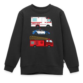 Krankenwagen der Polizei Feuerwehrauto _ - Kinder Premium Organic Sweatshirt - Schwarz - Vorne - AI Model Kid Female (0cm)