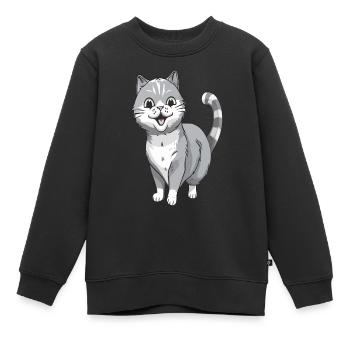 Lächelnde Katze für Katzenfreunde - Kinder Premium Organic Sweatshirt - Schwarz - Vorne - AI Model Kid Female (0cm)