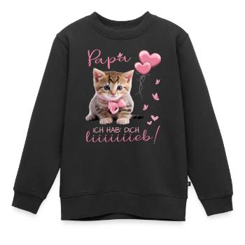Papa, ich hab´ dich lieb Vatertag Mädchen Kätzchen - Kinder Premium Organic Sweatshirt - Schwarz - Vorne - AI Model Kid Female (0cm)