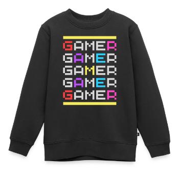 Gamer mal Five mit 80er-Jahre-Vibe - Kinder Premium Organic Sweatshirt - Schwarz - Vorne - AI Model Kid Female (0cm)